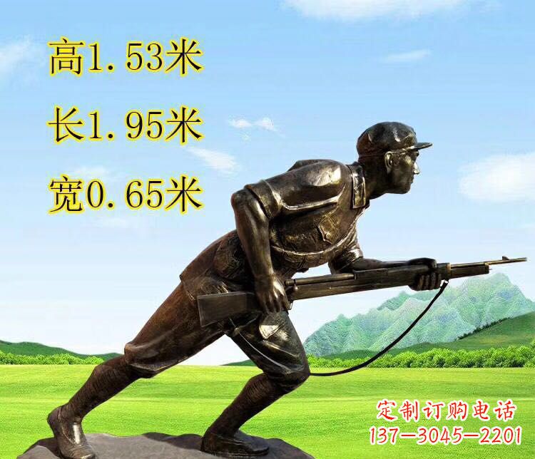 保定铜雕拿枪战士雕塑