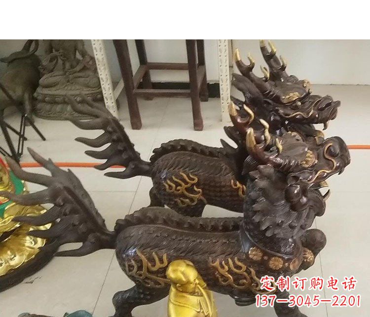 保定铜雕麒麟招财雕塑