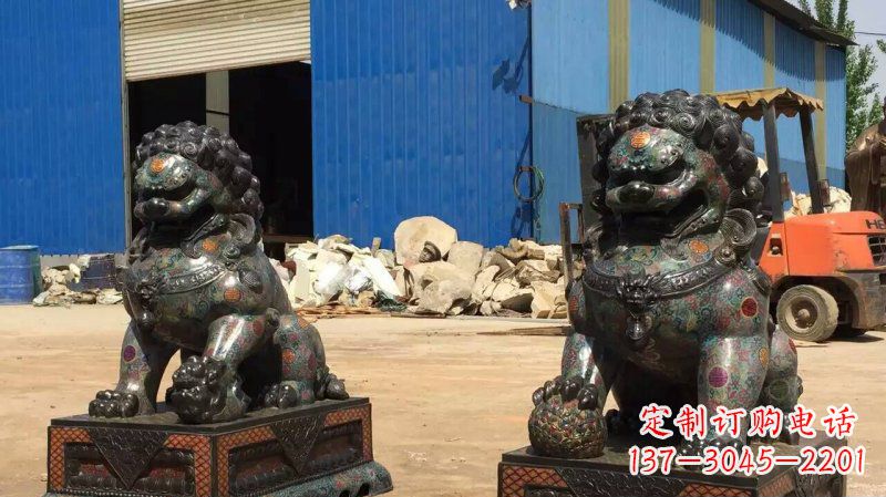 保定铜雕企业招财狮子雕塑摆件