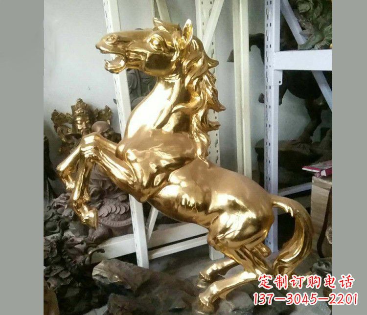 保定铜雕商场招财动物马雕塑 (2)
