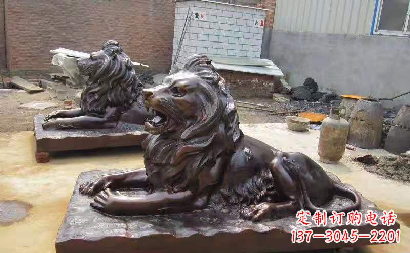 保定铜雕狮子户外摆件镇宅动物雕塑