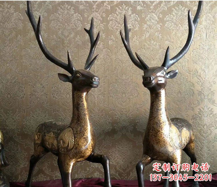 保定铜雕室内装饰动物鹿雕塑