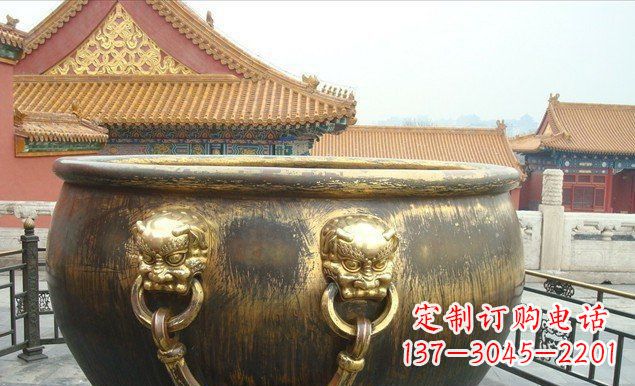 保定铜雕水缸寺庙景观雕塑 (2)