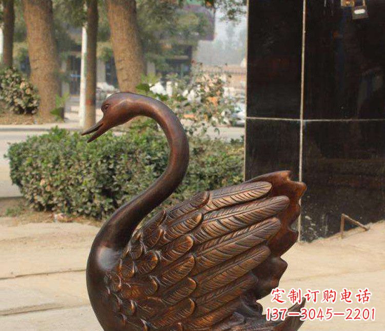 保定铜雕水景天鹅动物雕塑