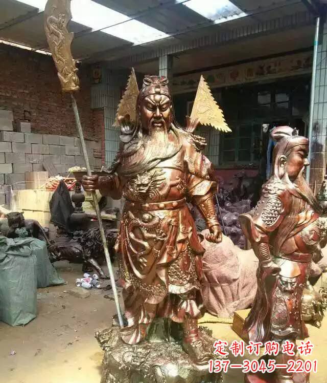 保定铜雕武财神持刀关公雕塑