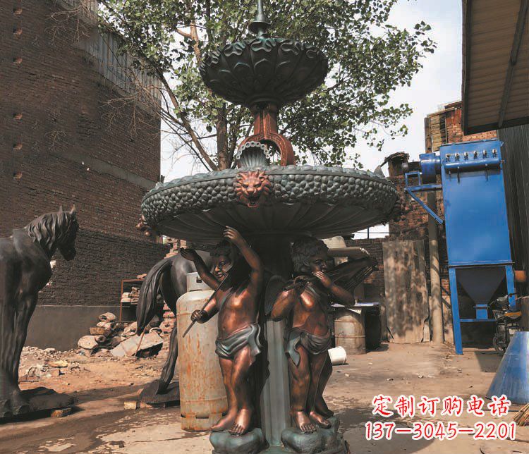 保定铜雕西方人物喷泉景观雕塑
