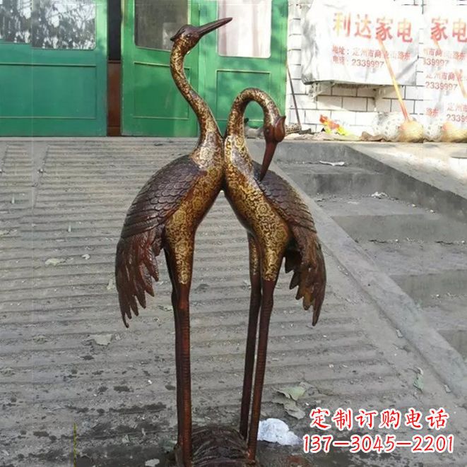 保定铜雕仙鹤夫妻