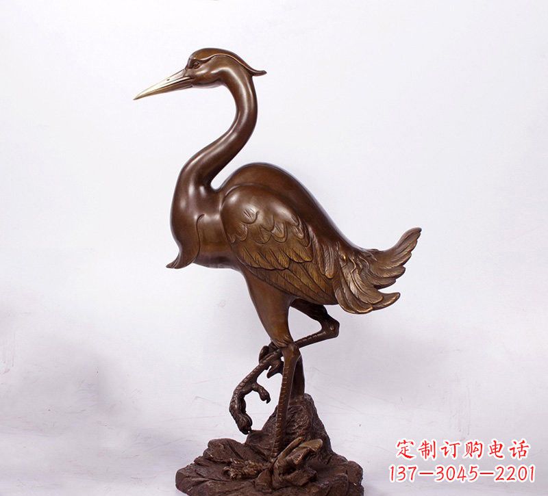 保定铜雕仙鹤动物雕塑