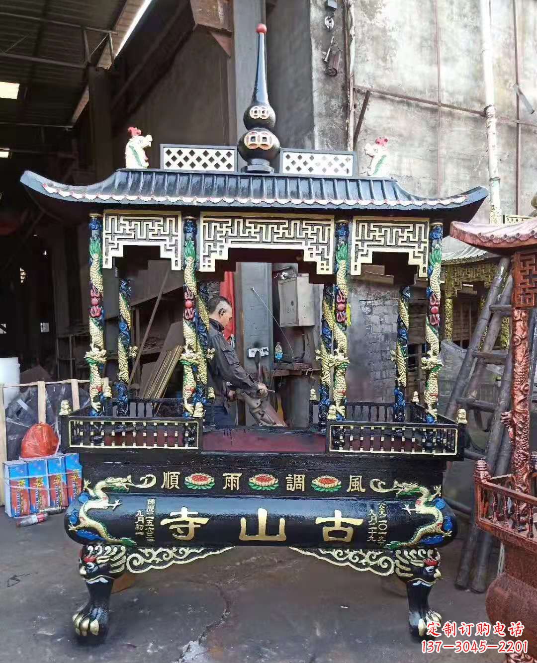 保定铜雕香炉寺庙景观雕塑