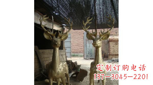 保定铜雕小鹿公园动物雕塑 (2)