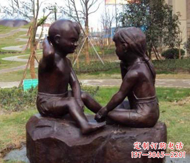 保定铜雕小区玩游戏儿童雕塑