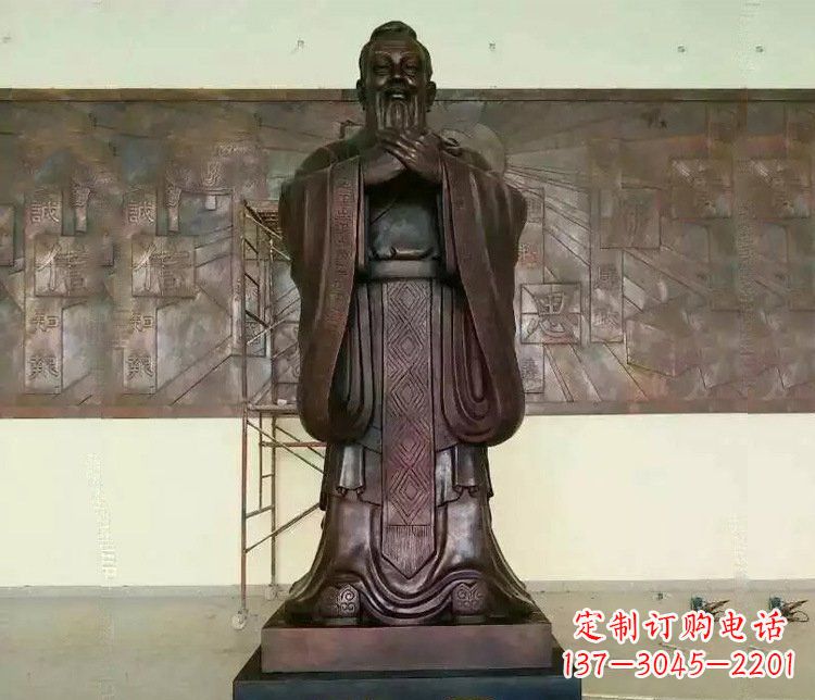 保定铜雕校园孔子文化雕塑摆件 (2)