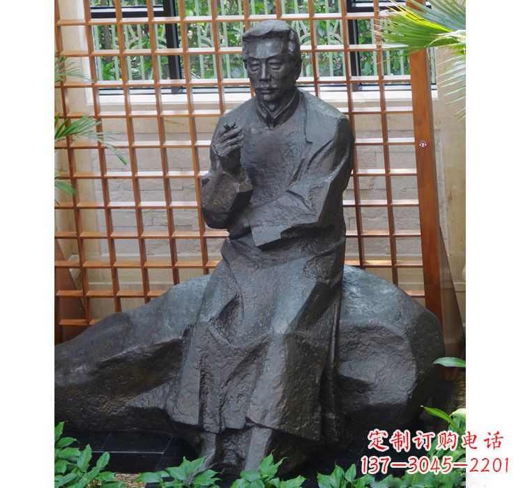 保定铜雕校园名人鲁迅