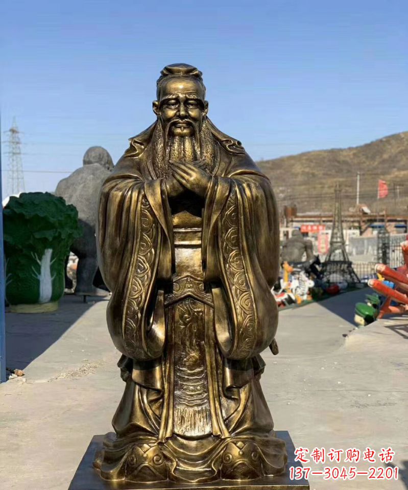 保定铜雕学校孔子人物雕塑