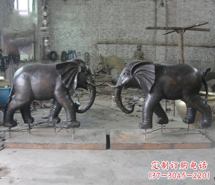 保定铜雕园林动物大象雕塑 (2)