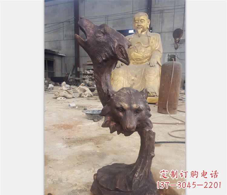 保定铜雕园林金钱豹动物雕塑