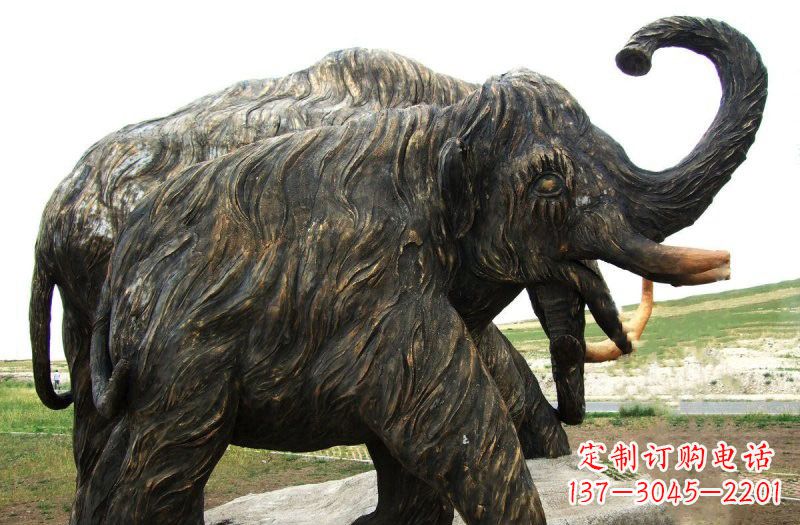 保定铜雕长毛象动物雕塑