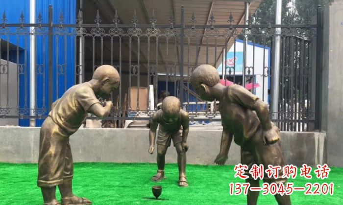 保定玩陀螺儿童铜雕