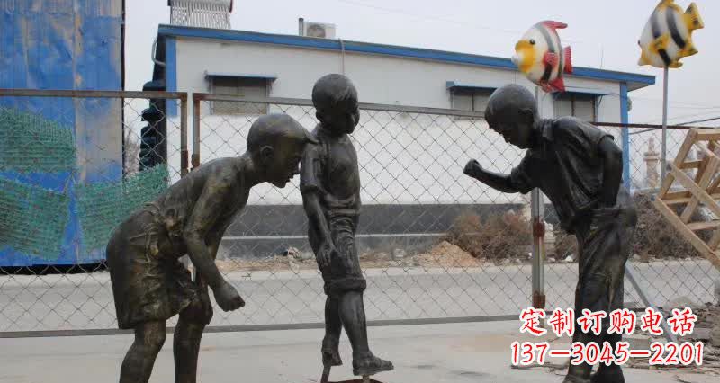 保定玩陀螺人物铜雕