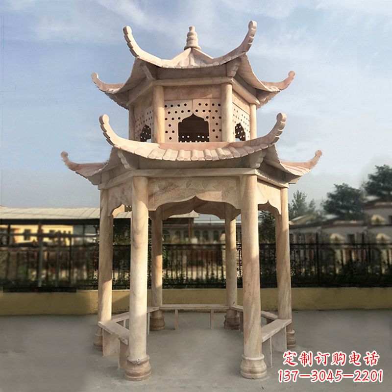 保定晚霞红大理石凉亭雕塑