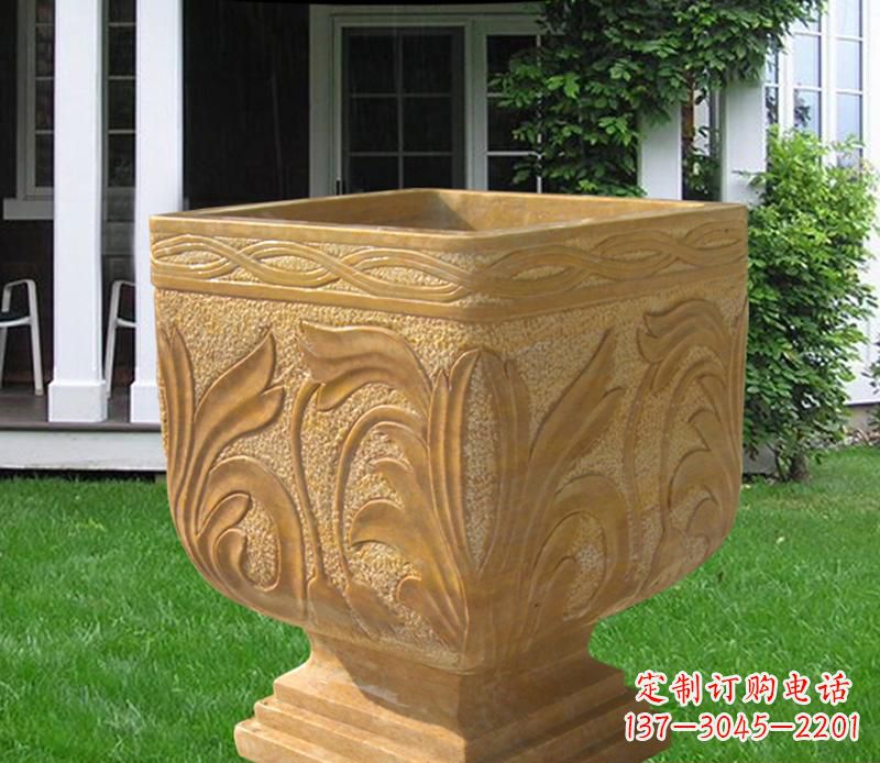 保定晚霞红雕刻景观花盆雕塑