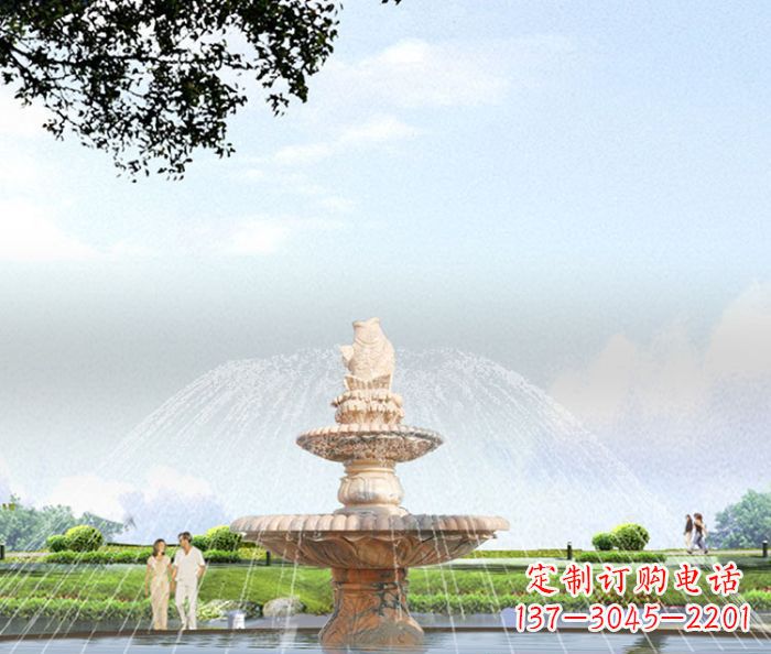 保定晚霞红多层大型石雕喷泉 (4)