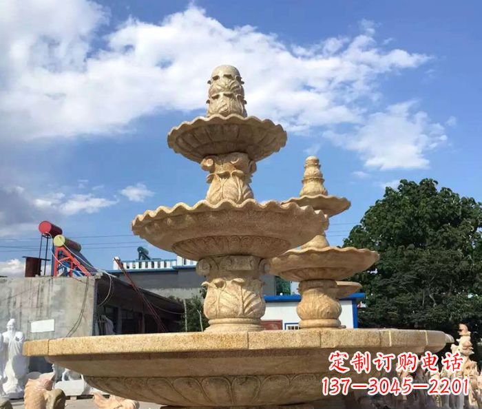 保定晚霞红多层喷泉石雕