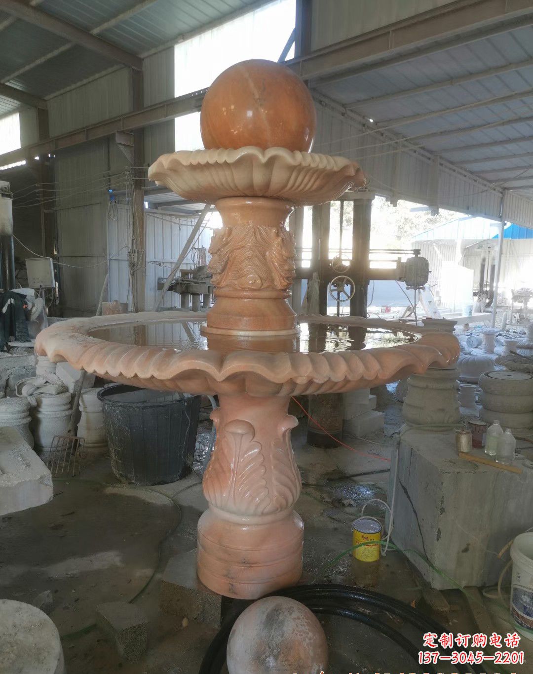 保定晚霞红风水球雕塑