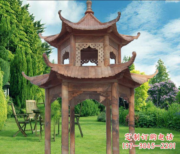 保定晚霞红公园建筑凉亭