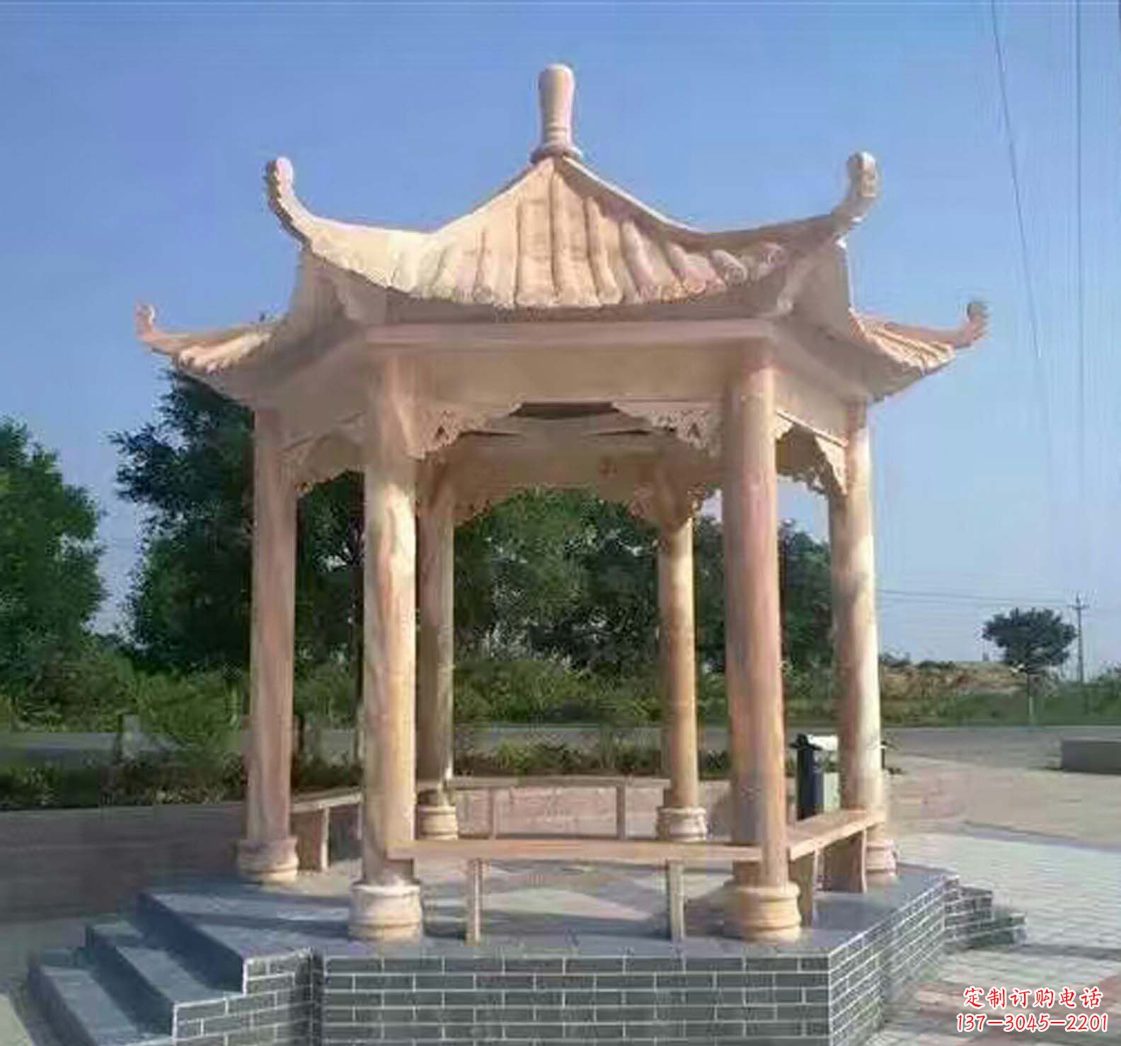 保定晚霞红公园景观凉亭