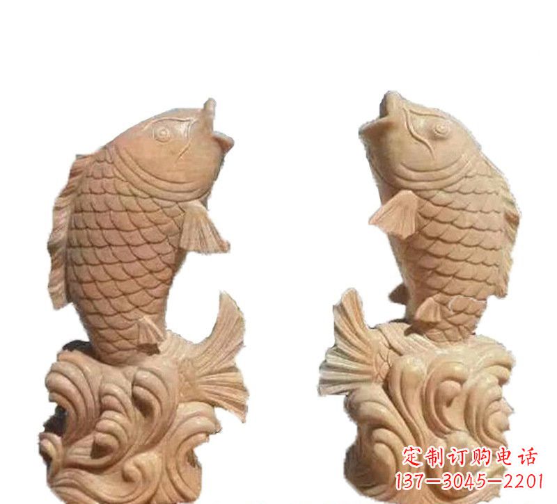 保定晚霞红公园喷水鲤鱼石雕