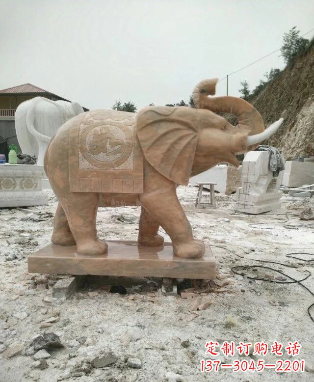 保定晚霞红吉祥如意大象雕塑