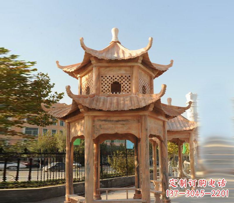保定晚霞红景区休息凉亭