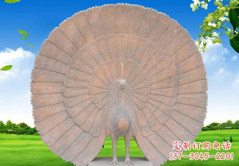 保定晚霞红开屏孔雀雕塑