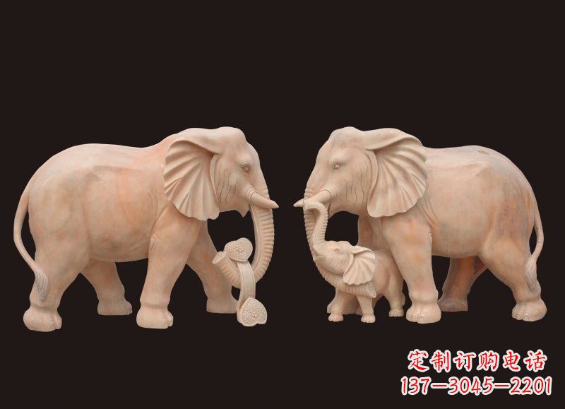 保定晚霞红母子大象雕塑