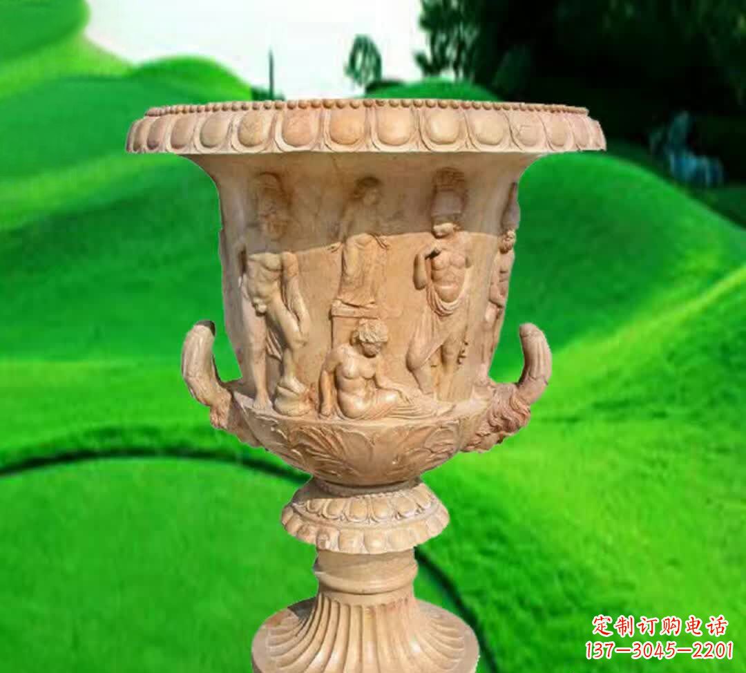 保定晚霞红欧式花盆石雕