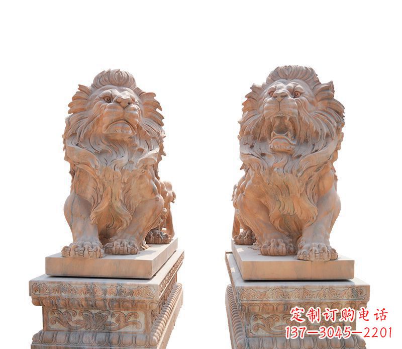 保定晚霞红欧式狮子雕塑