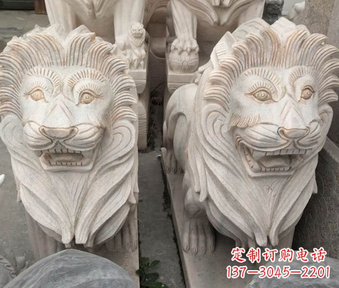 保定晚霞红欧式狮子石雕 (2)