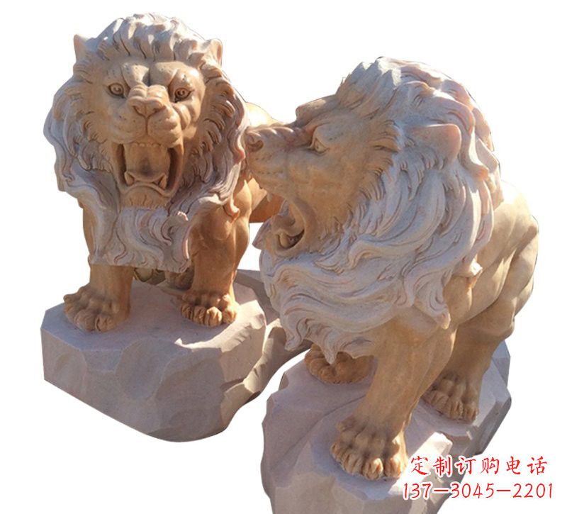 保定晚霞红欧式西洋狮子雕塑
