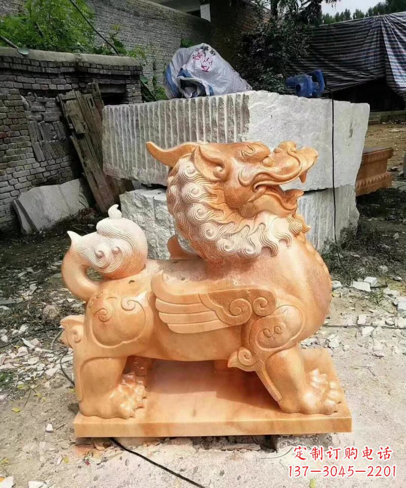 保定晚霞红貔貅雕塑1