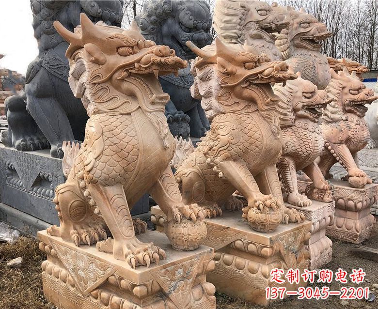 保定晚霞红麒麟石雕 (2)