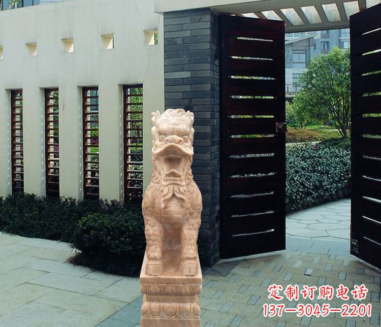 保定晚霞红瑞兽麒麟雕塑