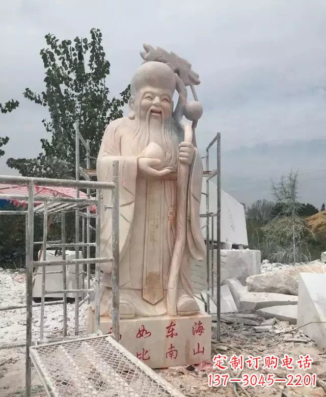 保定晚霞红神像老寿星雕塑