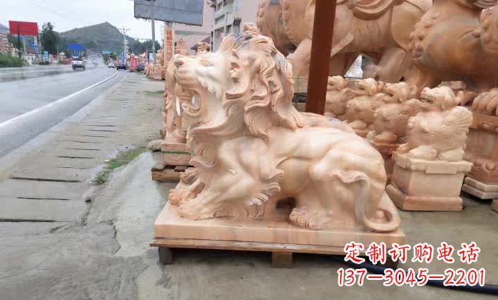 保定晚霞红狮子雕塑
