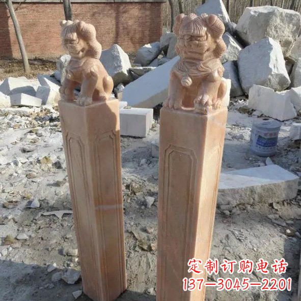 保定晚霞红狮子拴马桩