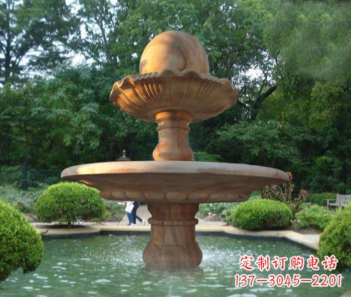 保定晚霞红双层风水球喷泉公园石雕