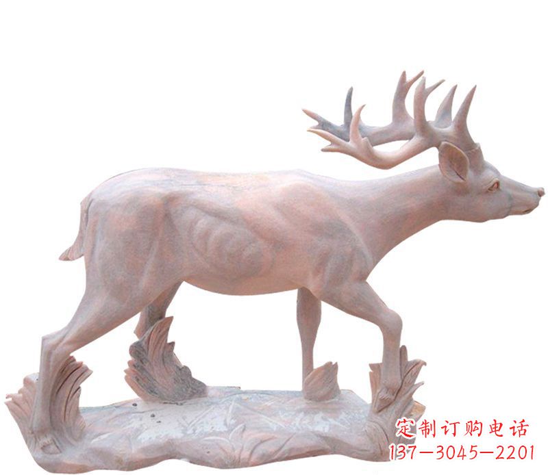 保定晚霞红小鹿石雕