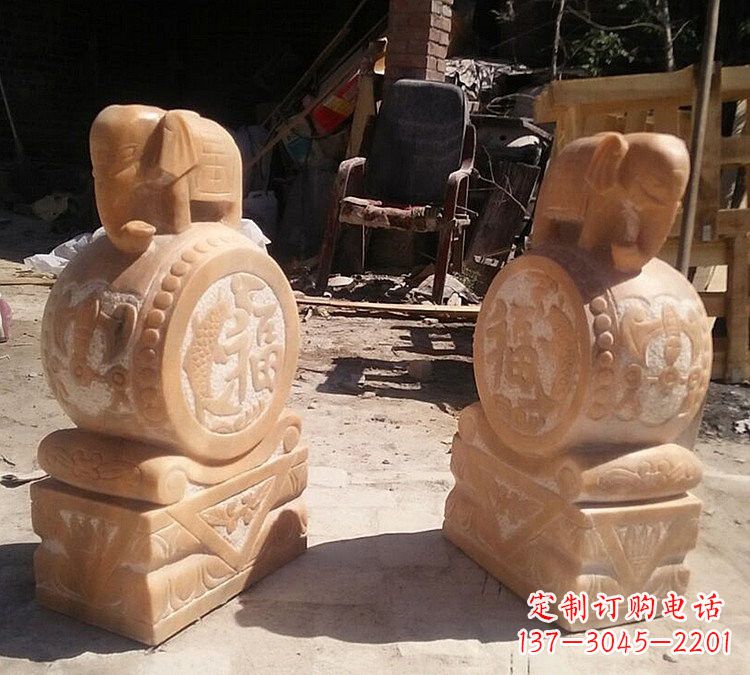 保定晚霞红小象门墩