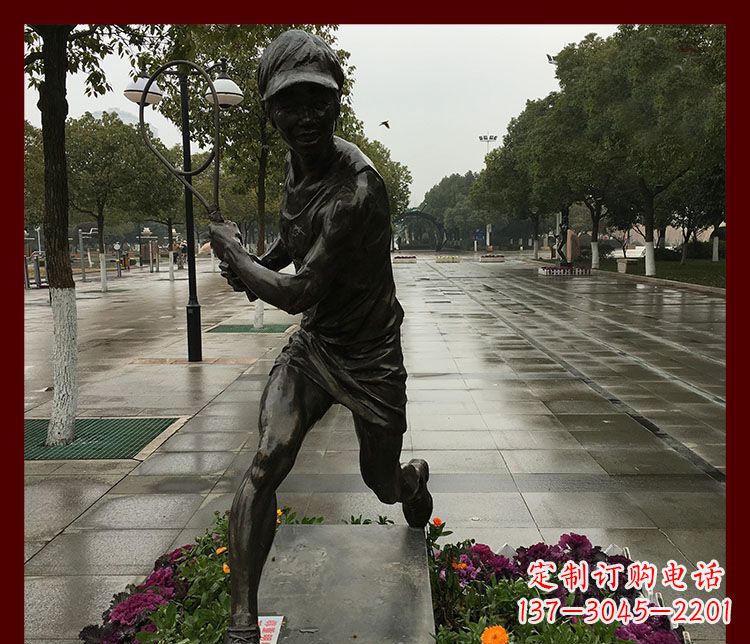 保定网球运动人物铜雕