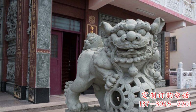 保定网球狮石雕南方狮子雕塑